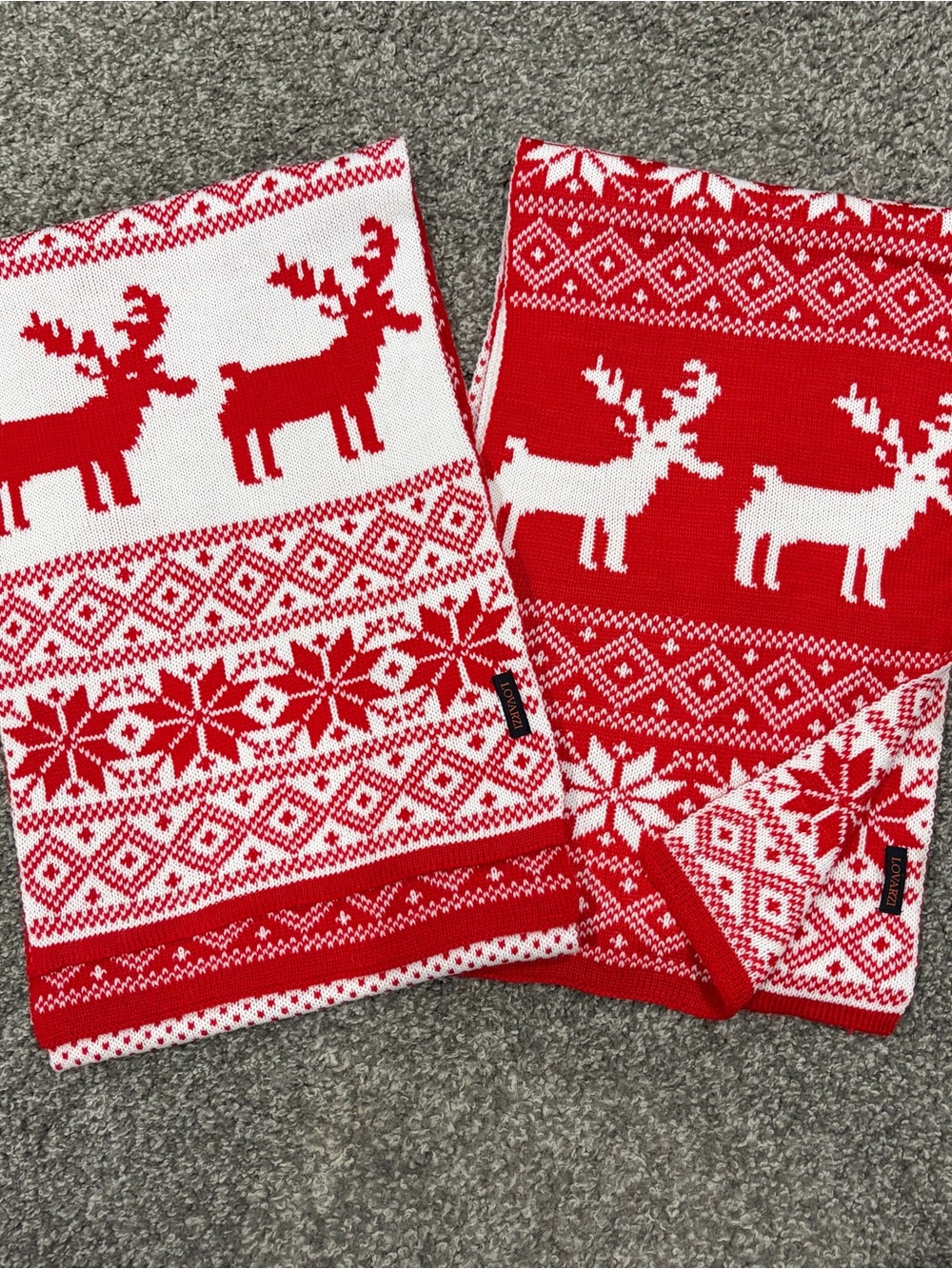Christmas Red Knit Lovarzi Scarfs - Red & White, Set of Two